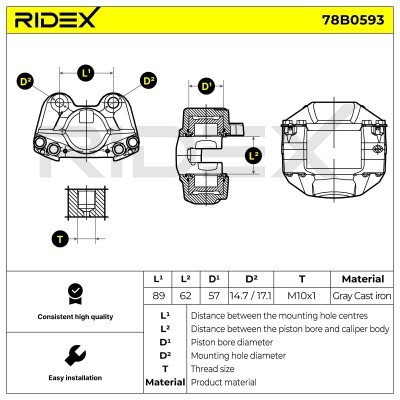 Brake Caliper RIDEX 78B0593 78B0593 - photo 6