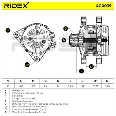 Alternator RIDEX 4G0039 4G0039 - photo 7