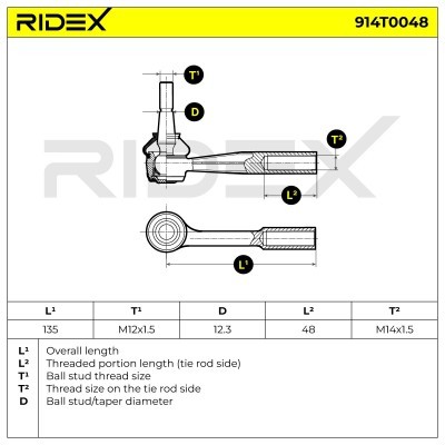 Tie Rod End RIDEX 914T0048 914T0048 - photo 5
