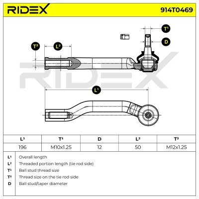 Tie Rod End RIDEX 914T0469 914T0469 - photo 7
