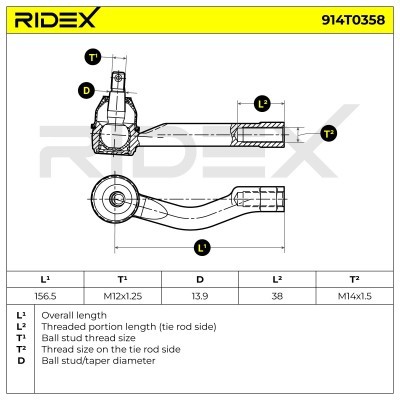 Tie Rod End RIDEX 914T0358 914T0358 - photo 5