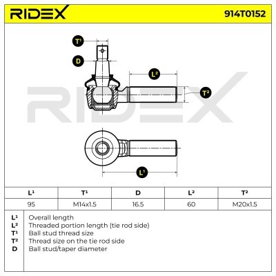 Tie Rod End RIDEX 914T0152 914T0152 - photo 5