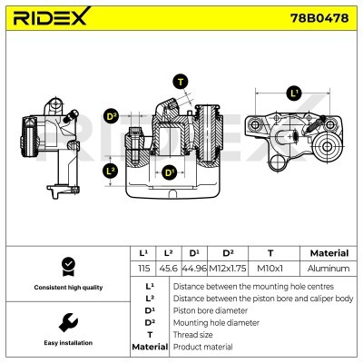 Brake Caliper RIDEX 78B0478 78B0478 - photo 6