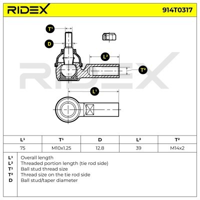 Tie Rod End RIDEX 914T0317 914T0317 - photo 6