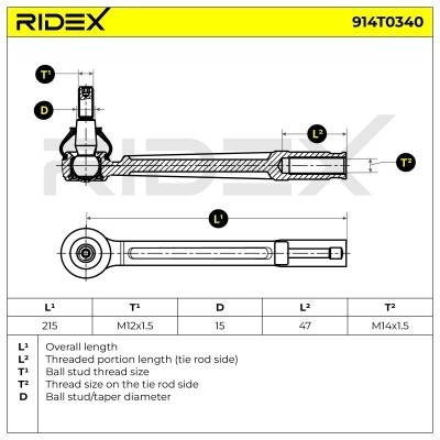 Tie Rod End RIDEX 914T0340 914T0340 - photo 8