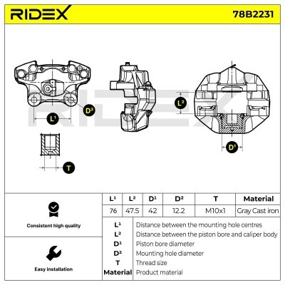 Brake Caliper RIDEX 78B2231 78B2231 - photo 3