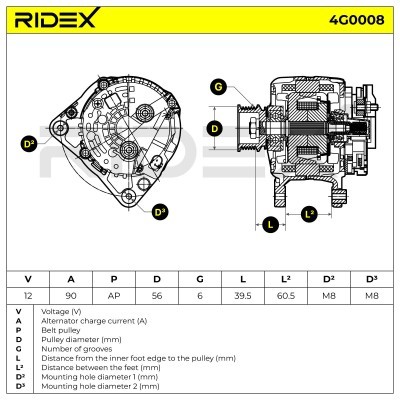 Alternator RIDEX 4G0008 4G0008 - photo 5