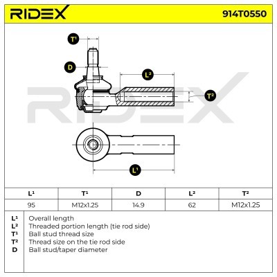 Tie Rod End RIDEX 914T0550 914T0550 - photo 6
