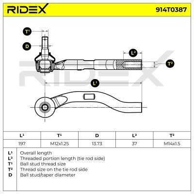 Tie Rod End RIDEX 914T0387 914T0387 - photo 5
