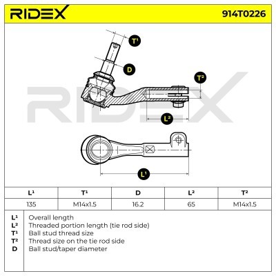 Tie Rod End RIDEX 914T0226 914T0226 - photo 7