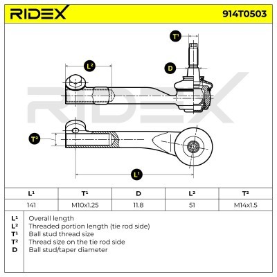 Tie Rod End RIDEX 914T0503 914T0503 - photo 6