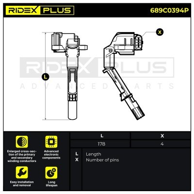 Ignition Coil RIDEX 689C0394P 689C0394P - photo 3
