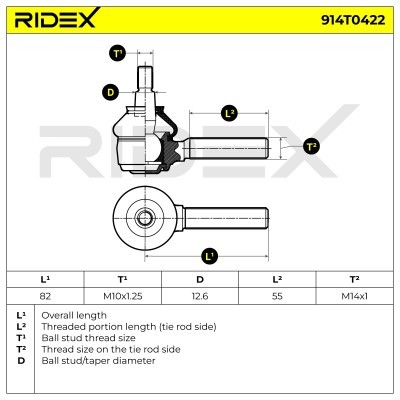 Tie Rod End RIDEX 914T0422 914T0422 - photo 6