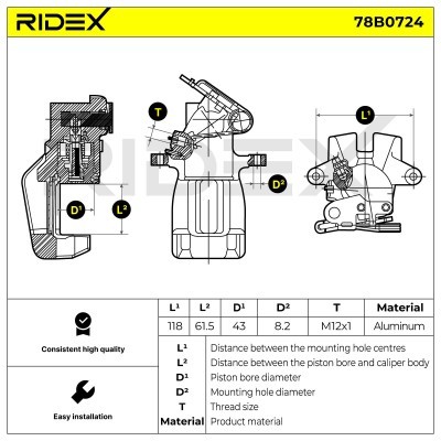 Brake Caliper RIDEX 78B0724 78B0724 - photo 6