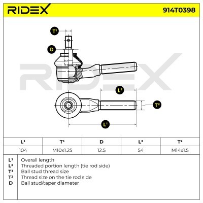 Tie Rod End RIDEX 914T0398 914T0398 - photo 5