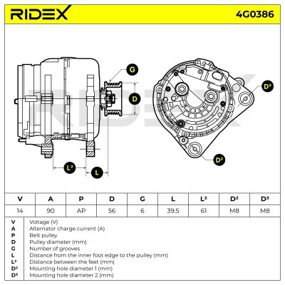 Alternator RIDEX 4G0386 4G0386 - photo 5