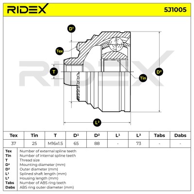 Joint Kit, Drive Shaft RIDEX 5J1005 5J1005 - photo 7