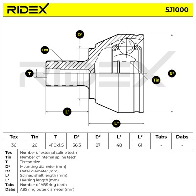 Joint Kit, Drive Shaft RIDEX 5J1000 5J1000 - photo 7