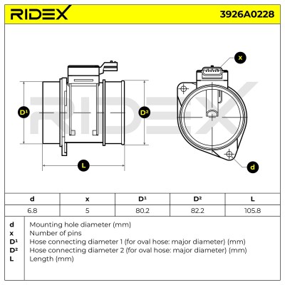 Air Mass Sensor RIDEX 3926A0228 3926A0228 - photo 6