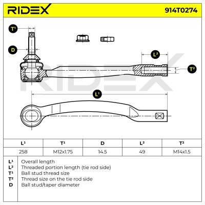 Tie Rod End RIDEX 914T0274 914T0274 - photo 5