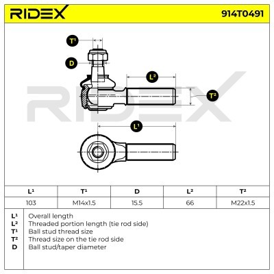 Tie Rod End RIDEX 914T0491 914T0491 - photo 7