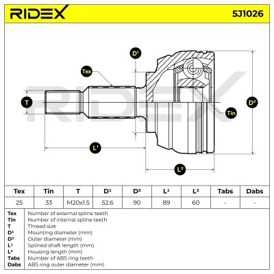 Joint Kit, Drive Shaft RIDEX 5J1026 5J1026 - photo 7