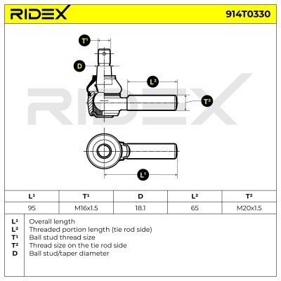 Tie Rod End RIDEX 914T0330 914T0330 - photo 6