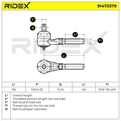 Tie Rod End RIDEX 914T0379 914T0379 - photo 4