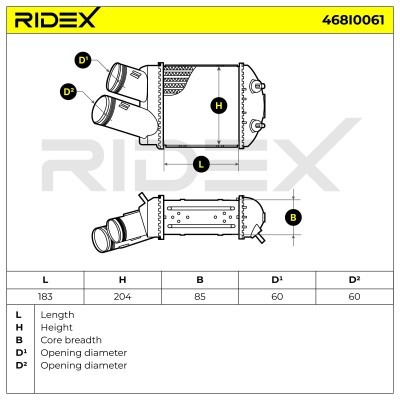 Intercooler, Charger RIDEX 468I0061 468I0061 - photo 6
