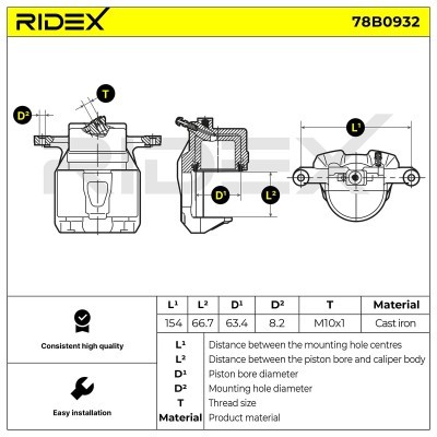 Brake Caliper RIDEX 78B0932 78B0932 - photo 6