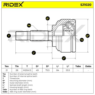 Joint Kit, Drive Shaft RIDEX 5J1020 5J1020 - photo 7