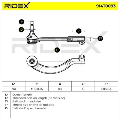 Tie Rod End RIDEX 914T0093 914T0093 - photo 4