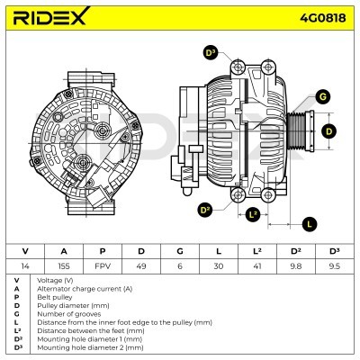 Alternator RIDEX 4G0818 4G0818 - photo 5
