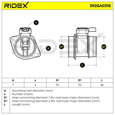 Air Mass Sensor RIDEX 3926A0316 3926A0316 - photo 6