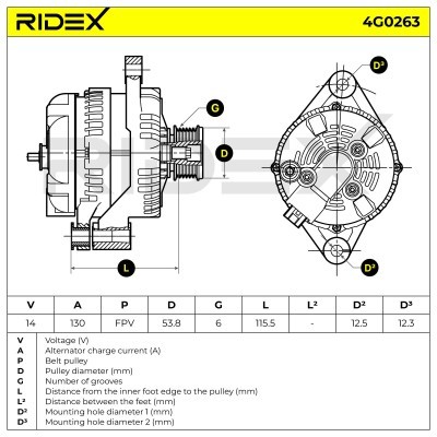 Alternator RIDEX 4G0263 4G0263 - photo 6