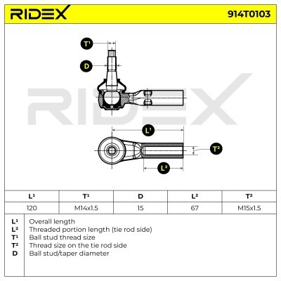 Tie Rod End RIDEX 914T0103 914T0103 - photo 5