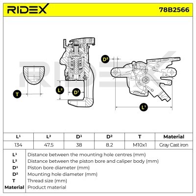 Brake Caliper RIDEX 78B2566 78B2566 - photo 7