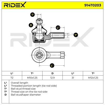 Tie Rod End RIDEX 914T0203 914T0203 - photo 5