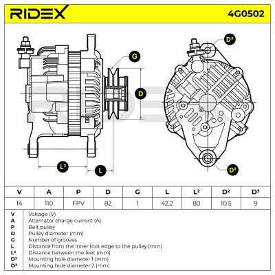Alternator RIDEX 4G0502 4G0502 - photo 7