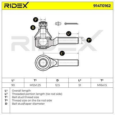 Tie Rod End RIDEX 914T0162 914T0162 - photo 5