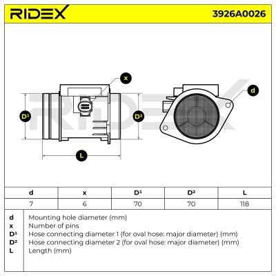 Air Mass Sensor RIDEX 3926A0026 3926A0026 - photo 7