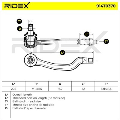 Tie Rod End RIDEX 914T0370 914T0370 - photo 5