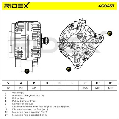 Alternator RIDEX 4G0457 4G0457 - photo 5