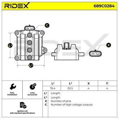 Ignition Coil RIDEX 689C0284 689C0284 - photo 4