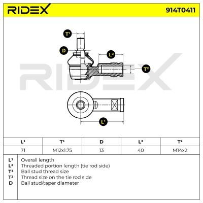 Tie Rod End RIDEX 914T0411 914T0411 - photo 5