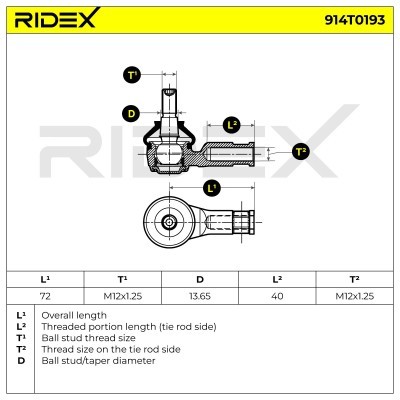 Tie Rod End RIDEX 914T0193 914T0193 - photo 6