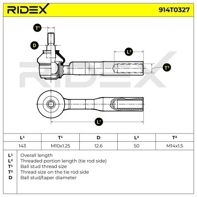 Tie Rod End RIDEX 914T0327 914T0327 - photo 4