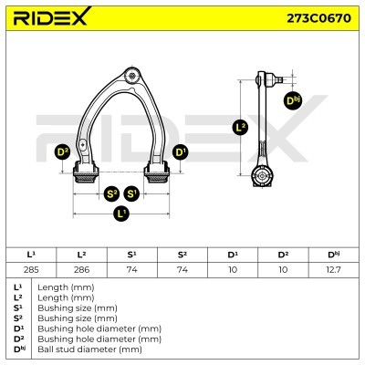 Control Arm RIDEX 273C0670 273C0670 - photo 2
