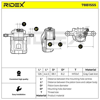 Brake Caliper RIDEX 78B1555 78B1555 - photo 6