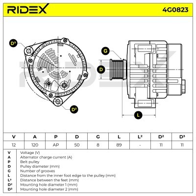 Alternator RIDEX 4G0823 4G0823 - photo 7